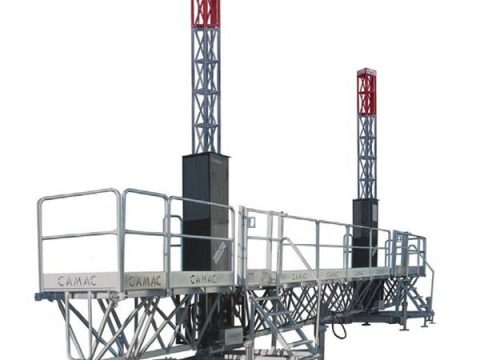 Electric rack-and-pinion scaffold
