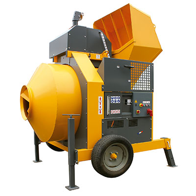 Self-loading concrete mixers