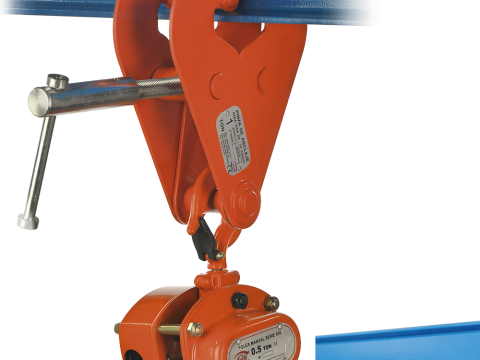 Anchor clamp for pulleys and hoists
